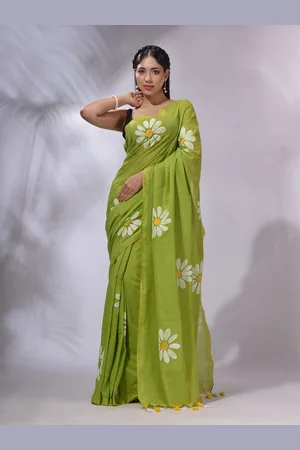 Charukriti Floral Printed Pure Cotton Handloom Saree