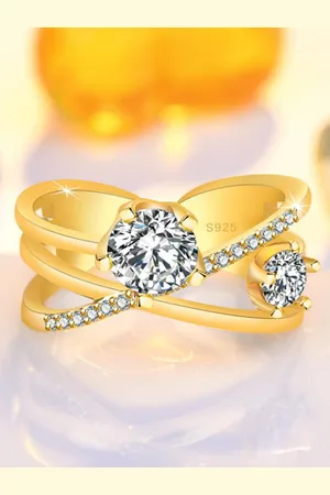 Myki Gold-Plated CZ Studded Pleasing Solitaire Finger Ring