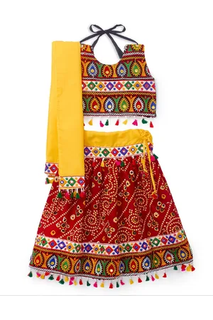Banjara Girls Embroidered Thread Work Ready to Wear Lehenga & Blouse With Dupatta