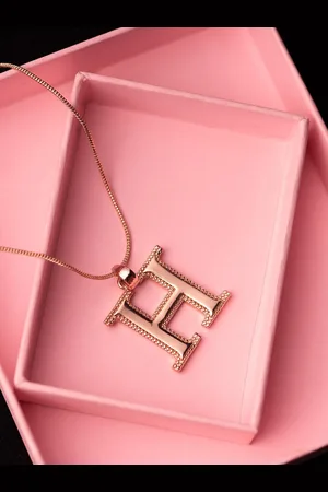 ESTELE Women Rose Gold-Plated H Letter Pendant With Chain
