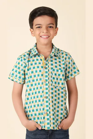 Fabindia Boys Gingham Checked Casual Cotton Shirt