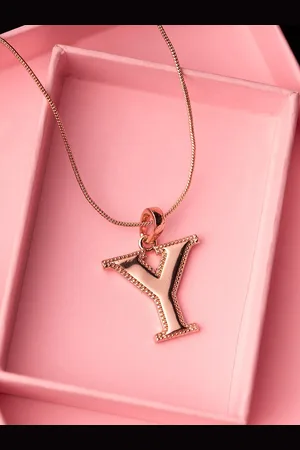 ESTELE Women Rose Gold-Plated Alphabet Y Pendant With Chain