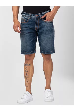SPYKAR Men Washed Cotton Regular Fit Denim Shorts