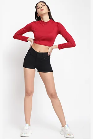Belliskey Women Black Denim Shorts