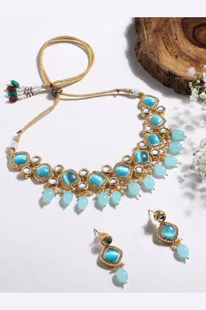 Asmitta Jewellery Gold-Plated Kundan-Studded & Beaded Necklace and Earrings