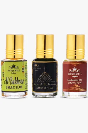 Menjewell Unisex Al-Bakhoor, Jannat-Ul-Firdaus & Sandalwood Attar 5 ml Pack of 3