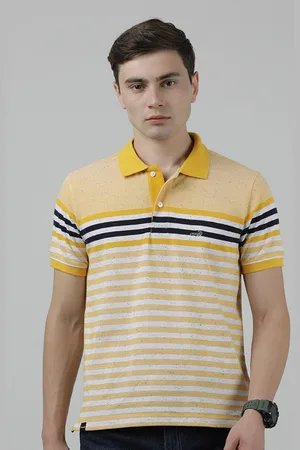 Crocodile Polo Collar Striped Slim Fit Cotton T-shirt