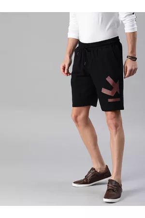 WROGN Men Black Printed Regular Fit Regular Shorts