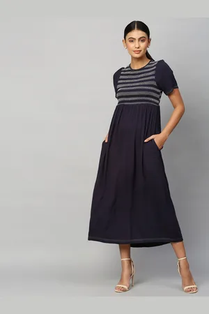 Chemistry Smocked Crinkle A-Line Midi Dress