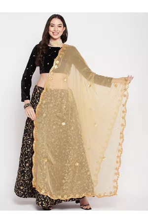 Clora Creation Floral Embroidered Dupatta With Gotta Patti