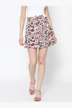 Sera Women Multi-Coloured Printed Ruffled Mini Skirt