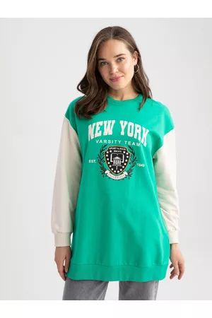 DeFacto Women Printed Longline Sweatshirt