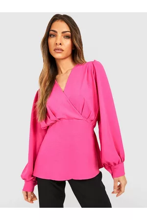 Boohoo Puff Sleeves Layered Wrap Top