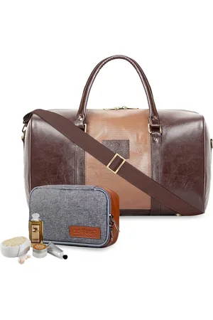 THE CLOWNFISH Ambiance Set of 2 Leather Duffel Bag with Travel Pouch