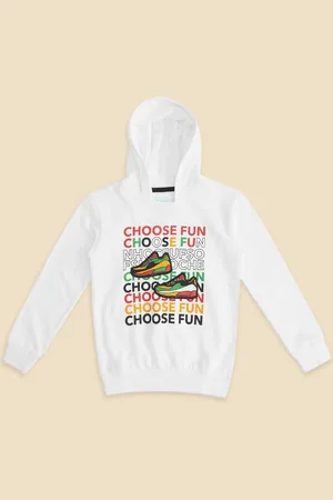 Pantaloons Boys White Printed Hooded Pure Cotton Sweatshirt
