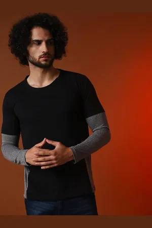 Campus Black Long Sleeves Casual T-shirt