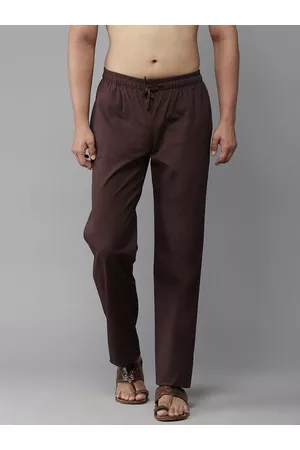 See Designs Men Brown Solid Cotton Pyjama