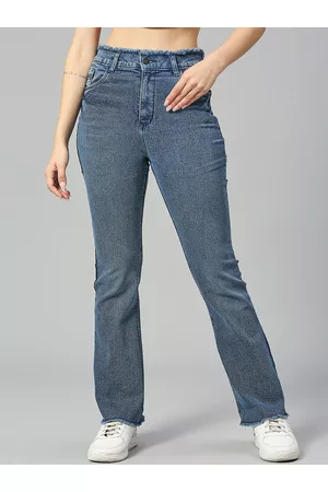 HJ HASASI Women Bootcut High-Rise Light Fade Stretchable Jeans