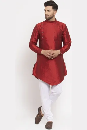 KLOTTHE Men Maroon Woven Design Straight Kurta
