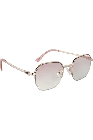 Giordano Women Pink Lens & Steel-Toned Round Sunglasses with Polarised Lens