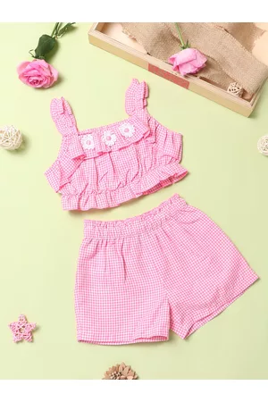 Nauti Nati Girls Pink Checked Top with Shorts