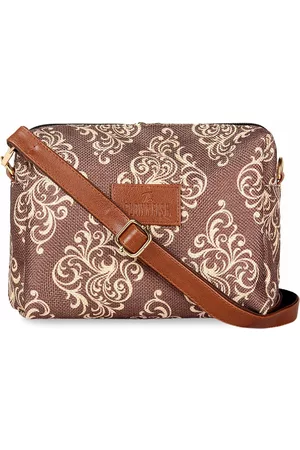 THE CLOWNFISH Isla Brown Ethnic Motifs Printed Structured Sling Bag