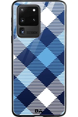 DailyObjects Blue & White Medium Static Nightfall Checks Samsung Galaxy S20 Ultra Glass Mobile Case Cover