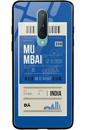 DailyObjects Blue & White Mumbai City Tag Printed OnePlus 8 Glass Case