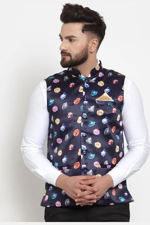 KLOTTHE Printed Cotton Blend Nehru Jacket