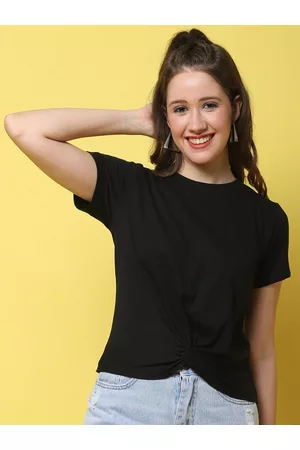 DOOR74 Round Neck Cotton T-shirt