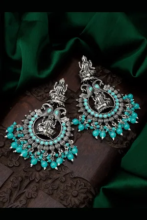 Aadita Silver-Toned Oval Chandbalis Earrings