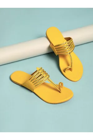 Sole House Women Yellow One Toe Flats
