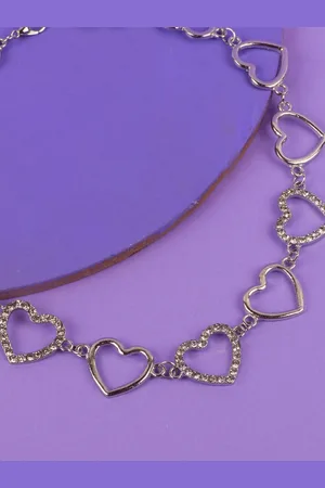 Jewelz Silver-Plated Heart Shaped Necklace