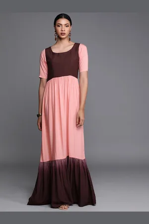 Ethnovog Women Purple Pink Colourblocked Made To Measure Maxi Dress