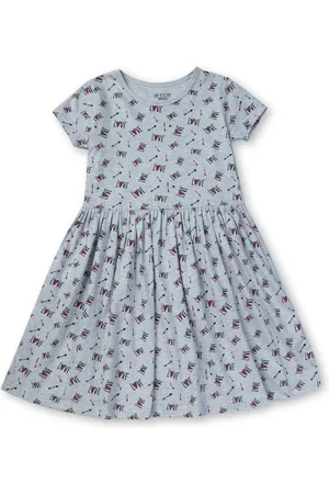 Gini and Jony Girls Typography Printed Cotton Fit & Flare Dress