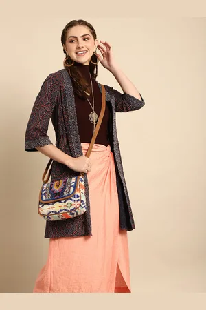 Sangria Embellished Structured Sling Bag With Embroidered Detail