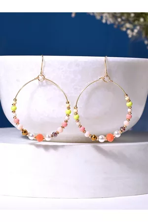 Accessorize London Women Neon Beaded Hoop Earrings