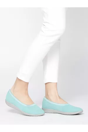Marc Loire Women Sea Green Woven Design Ballerinas
