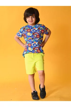 Anthrilo Boys Printed Pure Cotton T-shirt with Shorts