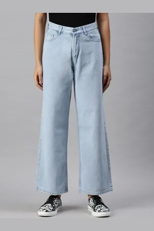 SHOWOFF Women High-Rise Clean Look Wide Leg Cropped Jeans