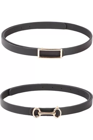 CRUSSET Women Pack Of 2 Textured Leather Belt With Push Pin