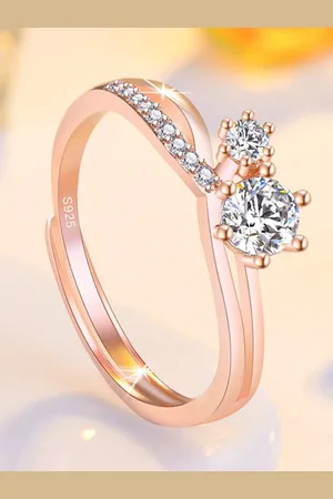 Myki Gold-Plated CZ Studded Artistic Solitaire Finger Ring