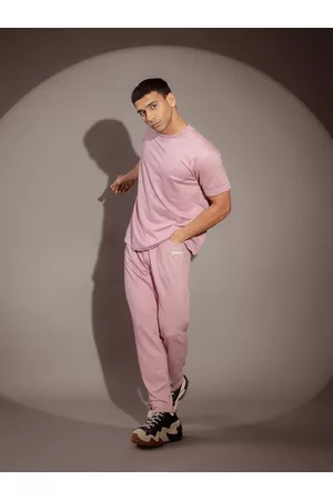 CHKOKKO Men Pink Casual Wear Co-Ord Set