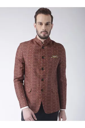 Hangup Men Multicoloured Printed Single-Breasted Bandhgala Casual Blazer