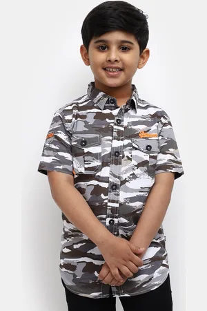 V-Mart Boys Camouflage Printed Classic Fit Cotton Casual Shirt