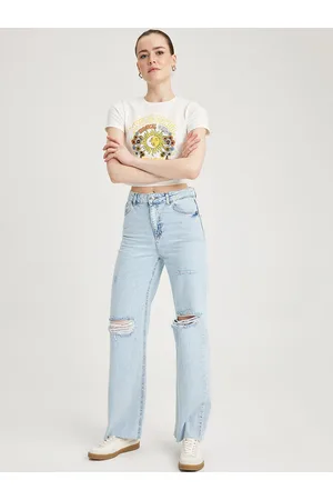 DeFacto Women Mid -Rise Mildly distressed Pure Cotton Jeans