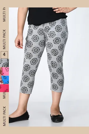 IndiWeaves Girls Pack of 4 Mid-Rise Printed Slim-Fit Cotton Capris