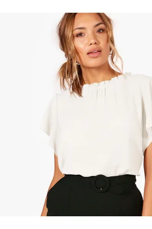 Boohoo Textured Frill Flutter Sleeve Top