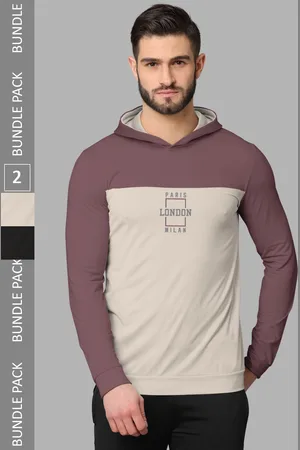 bullmer Pack Of 2 Printed Hood Long Sleeves Round Neck T-shirt