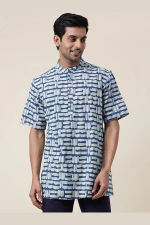 Fabindia Band Collar Abstract Printed Cotton Short Kurta